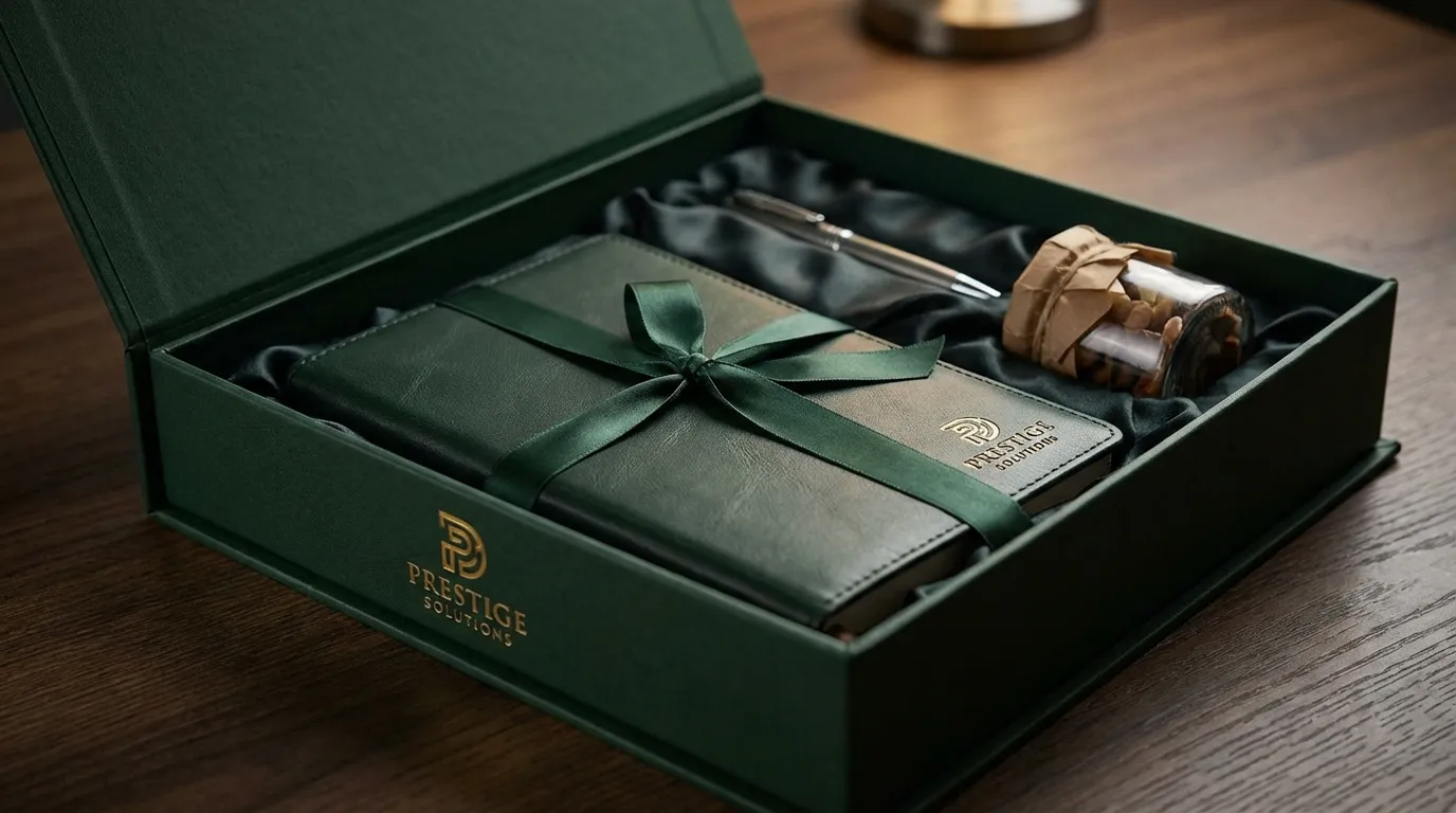 企業VIP書型精裝禮盒:磁吸書型硬盒搭配緞帶,年節禮贈高端精裝盒