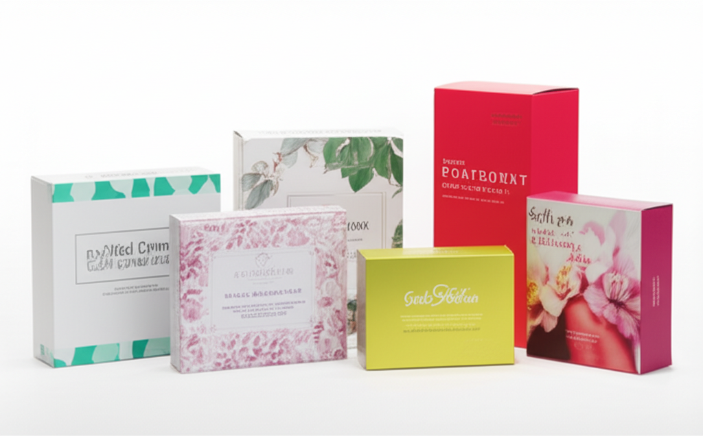 美妝保養、品牌收藏盒、保健禮盒三大類精裝盒應用展示