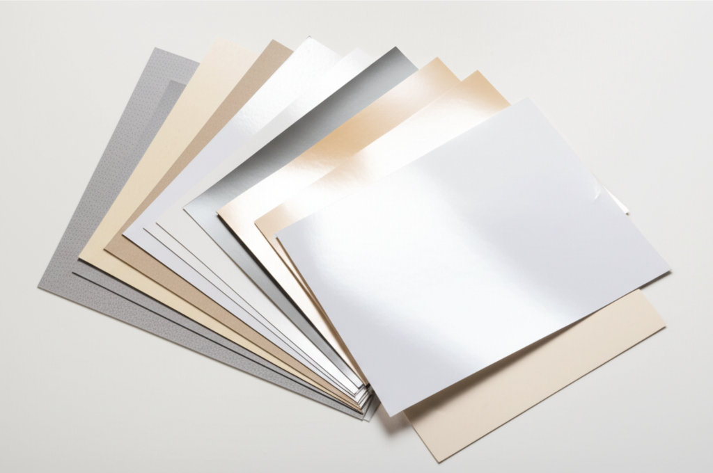 灰板厚度與裱紙材質示意